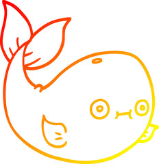 warm gradient line drawing of a cartoon sea whale