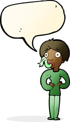 cartoon woman sticking out tongue with speech bubble