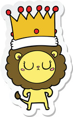 sticker of a cartoon lion with crown