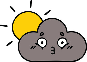 cute cartoon of a storm cloud and sun