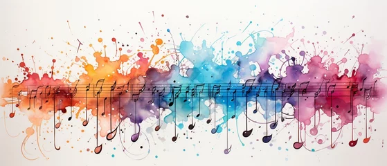 Poster Vibrant white music notation drawing. © tongpatong