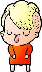 cute cartoon girl with hipster haircut