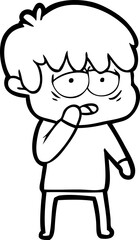 cartoon exhausted boy