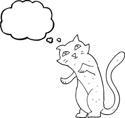 freehand drawn thought bubble cartoon cat
