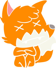 flat color style cartoon dead fox