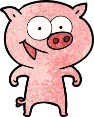 cheerful pig cartoon