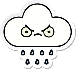 sticker of a cute cartoon rain cloud