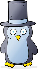 freehand drawn cartoon penguin wearing hat