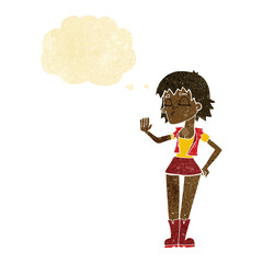 cartoon cool girl with thought bubble