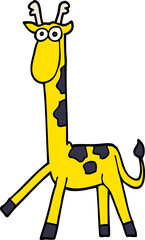 cartoon doodle walking giraffe