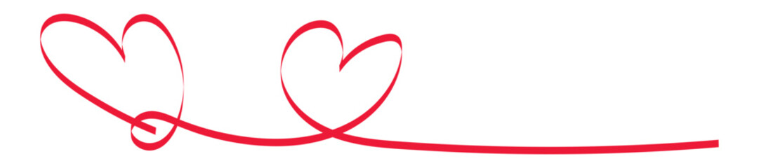 Hand drawn heart line art banner. Symbol of love. Design elements for Valentine's 