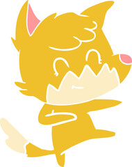flat color style cartoon friendly fox