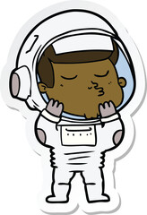 sticker of a cartoon confident astronaut