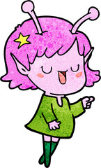 happy alien girl cartoon