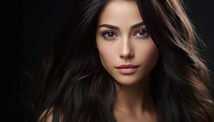 Fototapeta premium Close-up photo of Asian woman's face, youthful and beautiful.generative ai