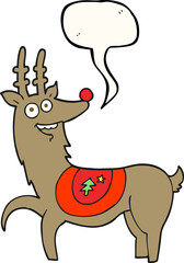 freehand drawn speech bubble cartoon christmas reindeer