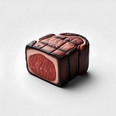 illustration objects that include the whole body Beef tenderloin. Style. Realistic photo on white background.