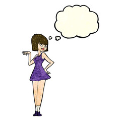 cartoon pretty woman with thought bubble