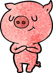 happy cartoon pig