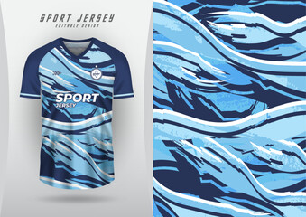 Background, sublimation style, outdoor sports, jersey, football, futsal, running, racing, exercise, navy blue high sea wave pattern.