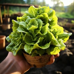 Closeup of Lettuce in Hand