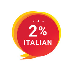 2 percent italian speech bubble icon. Banner design element. Vector template.