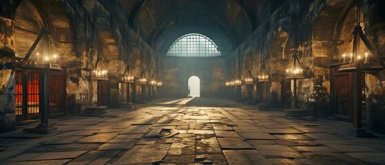 snapshot of the antique gate's opened doors with bars up.