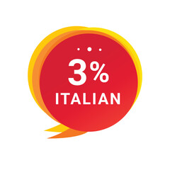 3 percent italian speech bubble icon. Banner design element. Vector template.