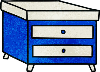 hand drawn textured cartoon doodle of a bedside table