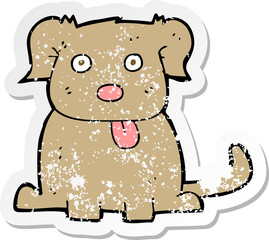 retro distressed sticker of a cartoon dog