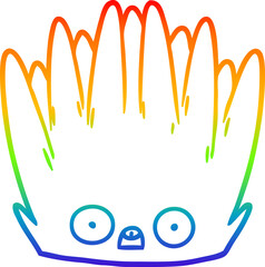 rainbow gradient line drawing of a cartoon sea anemone