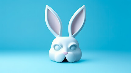 Easter bunny mask on blue background