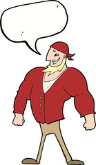 cartoon manly sailor man with speech bubble