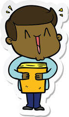 sticker of a cartoon excited man