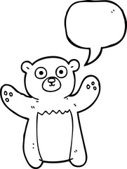 freehand drawn speech bubble cartoon teddy bear