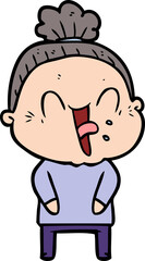 cartoon happy old woman