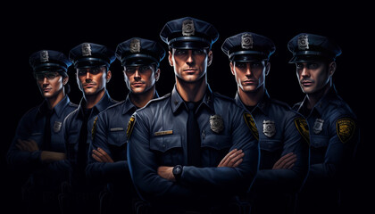 several handsome male manly policemen