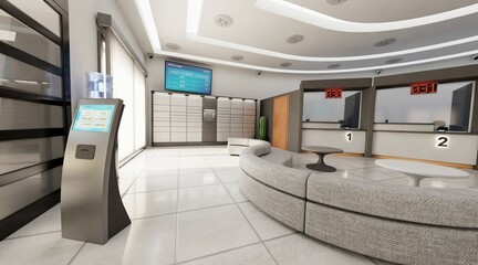 Realistic 3D Render of Post Office Interior