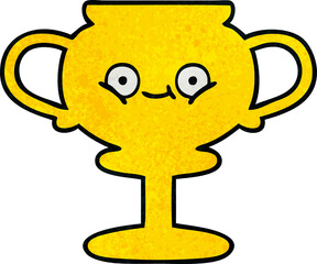 retro grunge texture cartoon of a trophy