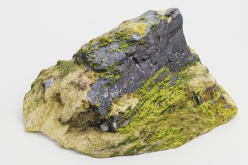 Realistic 3D Render of Rock with Moss
