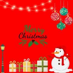 Christmas red background. Merry Christmas and Happy New year holiday winter Xmas cards etc.