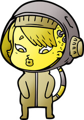 cartoon astronaut woman