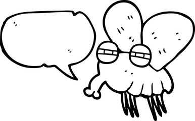 freehand drawn speech bubble cartoon fly