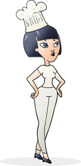 freehand drawn cartoon female chef