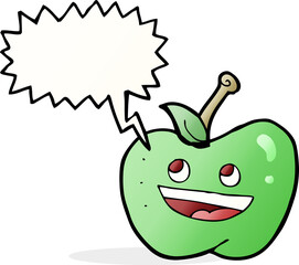 cartoon apple with speech bubble