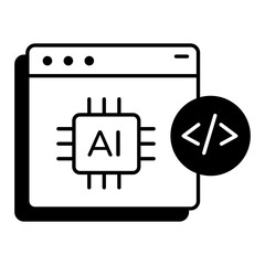 Easy to edit line icon depicting ai coding 