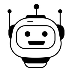 Easy to edit linear icon of a robot 