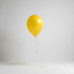 single yellow balloon on white background