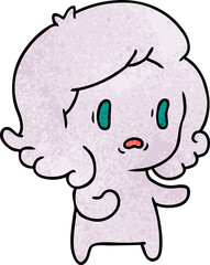 freehand drawn textured cartoon of kawaii scary ghost