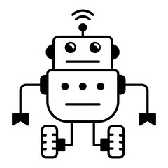 Easy to edit linear icon of a robot 